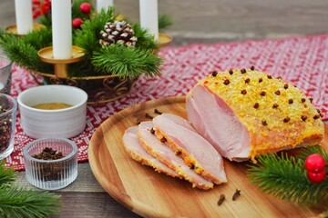 Delicious baked ham.Christmas food.