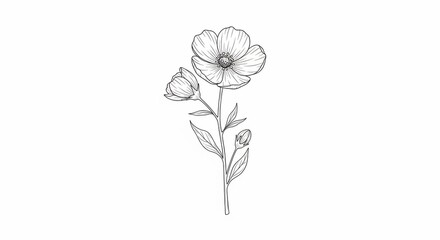 Ethereal Bloom: A delicate, hand-drawn illustration captures the timeless beauty of a single flower, showcasing intricate details in soft, pencil-like strokes.