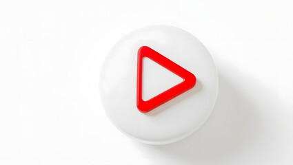 Engaging red play button on white disc for multimedia projects and user interface design, perfect for streaming services and interactive applications to promote content.