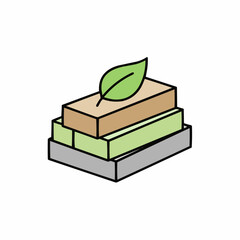Stacked blocks with leaf on top representing growth and sustainability concept