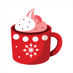 Holiday Hot Cocoa Mug with Snowflakes Vector Illustration