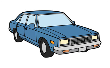 classic 1980s sedan car with boxy body design vector art isolated on white background