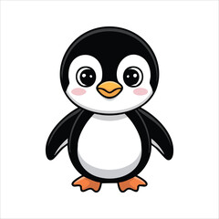 adorable antarctic penguin with orange beak and feet vector art isolated on white background