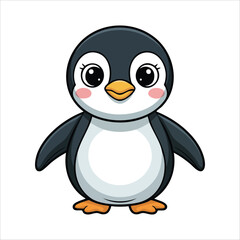 adorable antarctic penguin with orange beak and feet vector art isolated on white background