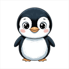 adorable antarctic penguin with orange beak and feet vector art isolated on white background