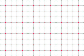 White geometric grid with red connection points. Geometric seamless pattern. Abstract texture. Simple vector illustration