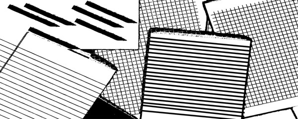  Black and White Grid, Stripes, and Paper Fragments for Design, Tech, and Editorial striped patterns, and torn paper textures.