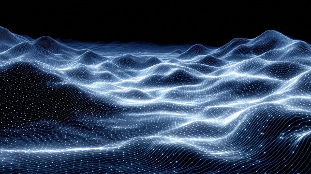 Waves of light flow smoothly across a dark background, creating a stunning digital landscape.