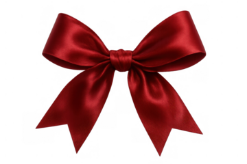 Red satin bow ribbon for gift wrapping, celebrating christmas, holidays, valentine's day, birthday, wedding