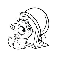 A kitten stares at its reflection tilting its head11.eps