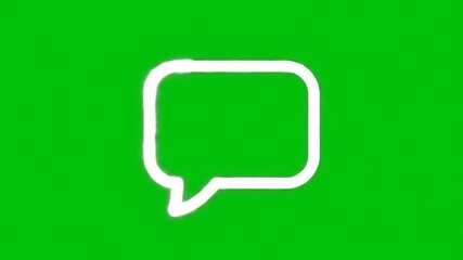 Animated white speech bubble icon on a vibrant green screen ideal for communication chat and social media concepts in video projects and digital content. - Powered by Adobe