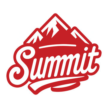 Summit mountain logo design, bold adventure typography emblem on a transparent background 