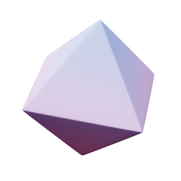 3d Octahedron pink blue Gradient color, realistic rendering of 3d geometry shape object