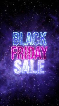 Background Neon Effect for Black Friday Sale . vertical video. Motion Graphics Discount Promotions	