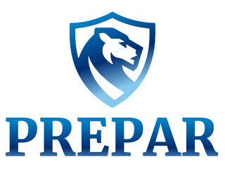 Blue lion shield logo design symbol of strength and protection for business brand identity