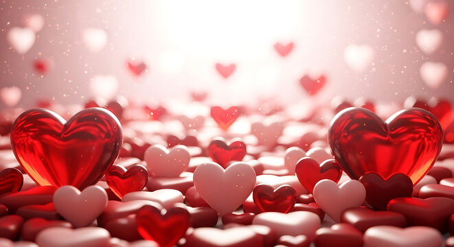 Hearts Galore A Bokeh-Filled Valentine's Day Scene of Love and Celebration