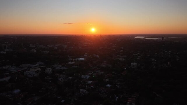 Sunset of Paraguay asuncion city
