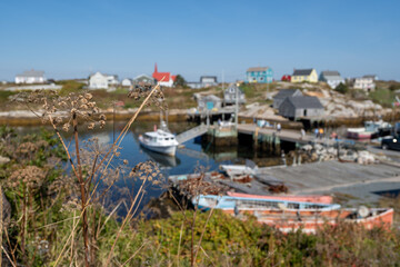 Peggys Cove, Canada - October 06, 2025: Picturesque fishing village on Nova Scotia’s coast, where colorful houses and boats reflect the charm of authentic maritime life.