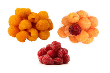 Tasty fresh raspberry isolated on a white background. Top view.