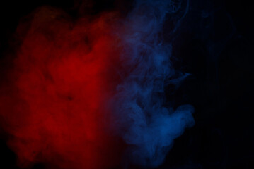 Blue and pink steam on a black background.