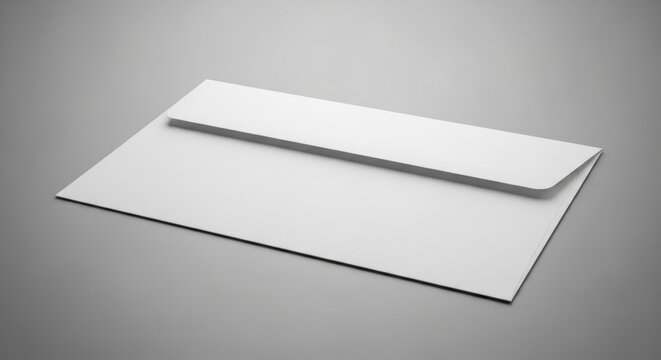 Blank white envelope on gray surface highlighting minimalist design and elegance