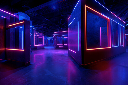 Fast-Paced Indoor Laser Tag arena, family laser tag game