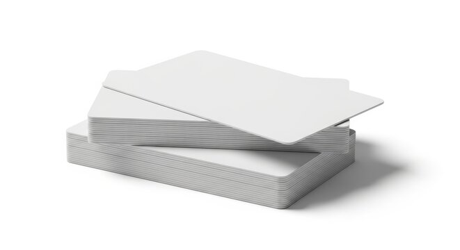 Stack of blank white cards isolated on white background for design and branding mockups