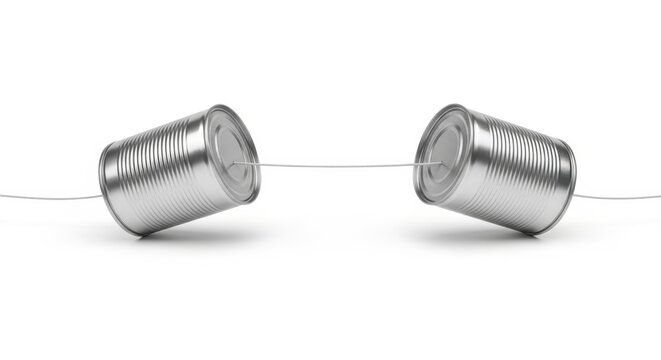 Tin can telephone conceptualizing retro communication and simplicity