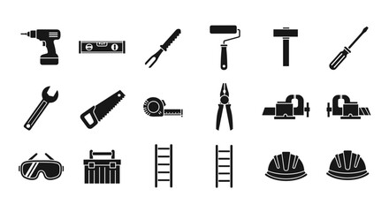 Obraz premium Essential construction tools set for building, home repair, and DIY projects illustration