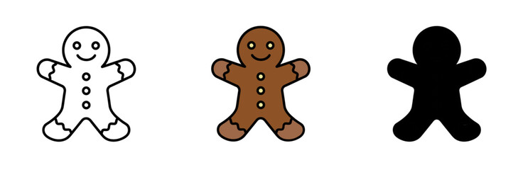 Obraz premium Three Variations of a Gingerbread Man Figure Isolated on a White Background