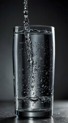 Crystal-clear chilled water pouring into a glass