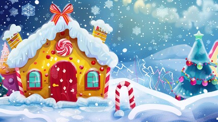 Cartoon_Christmas_candy_house_with_snow