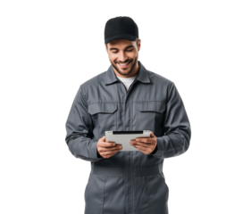 Factory maintenance technician using CMMS computerized maintenance management system for work orders and preventive checks for manufacturing plants, applicable for equipment manuals