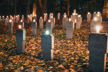 All Souls' Day, Garrison Military Cemetery in Poznan, Poland