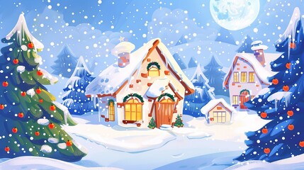 Digital_art_Christmas_house_snowfall
