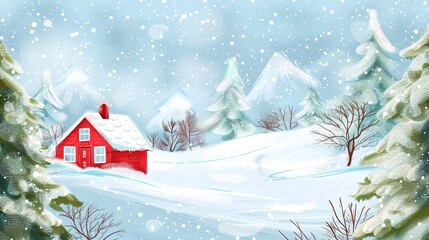 Digital_art_Christmas_house_snowfall