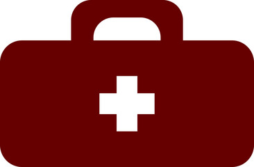 Red Medical Aid Bag Icon with White Cross – Symbol of First Aid and Emergency Healthcare