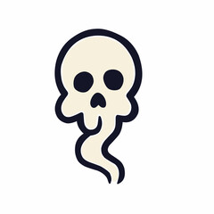 Cute ghost Skull vector illustration minimal Halloween design 