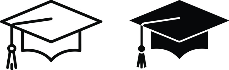 Graduation Cap Icons – Education and Academic Achievement Symbols