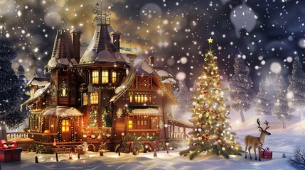 Fairy-tale_Christmas_house_with_reindee