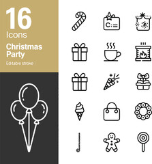 Christmas and Party Icons &ndash; Holiday Celebration, Gifts, and Festive Elements