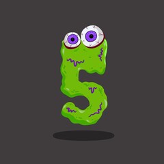 Cartoon Halloween numbers, zombie numbers, evil type, funny scary typeface, spooky monster numbers. Vector Halloween numbers .