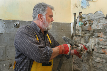 Home renovation, tile demolish