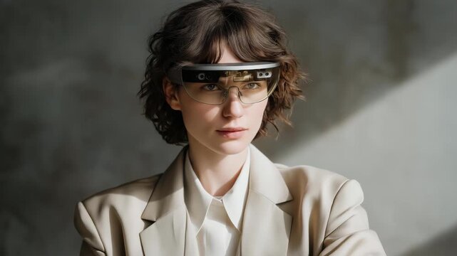 Legal researcher testing ethical AI models through augmented reality visualization, symbolizing the intersection of law, ethics, and algorithmic governance in digital society. cinematic color