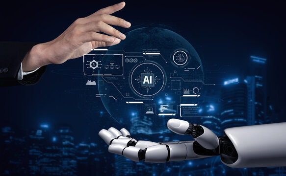 AI system interacting with artificial intelligence interface, processing data, executing algorithms, and enhancing automation with advanced artificial intelligence functions. Vouch