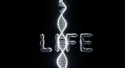"LIFE" in Liquid Metal with Spiraling DNA Helix Dissolving into Stardust | Elegant Biology