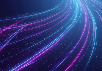 Abstract Neon Light Trails on Dark Background.