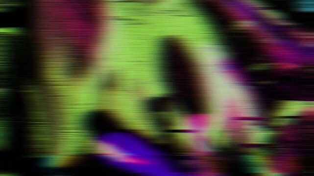 4k loop animation - Grunge Vibrant Neon green, Purple Glitch Art, 90s, Y2K style