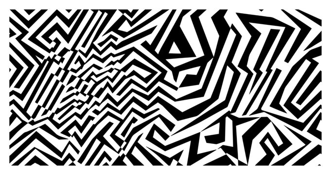 Bold Geometric Maze Zigzag Optical Lines Abstract Vector Background