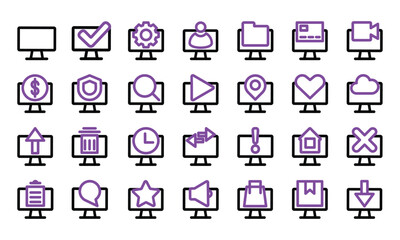 outline computer monitor icon sheet